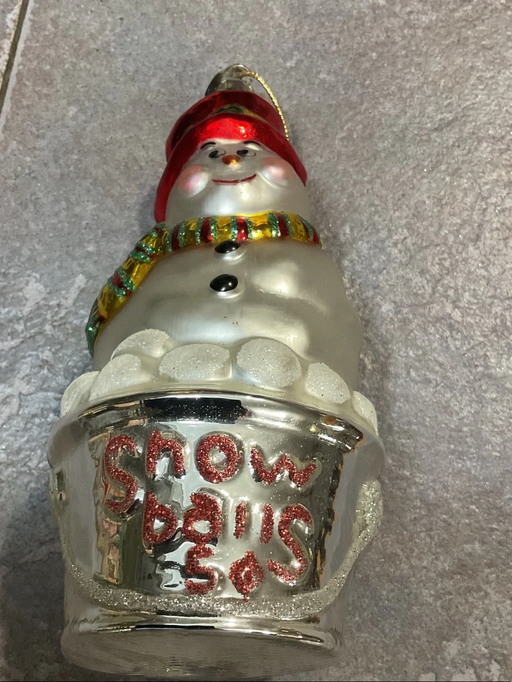 Festive Red & White Snowman Holiday Ornament